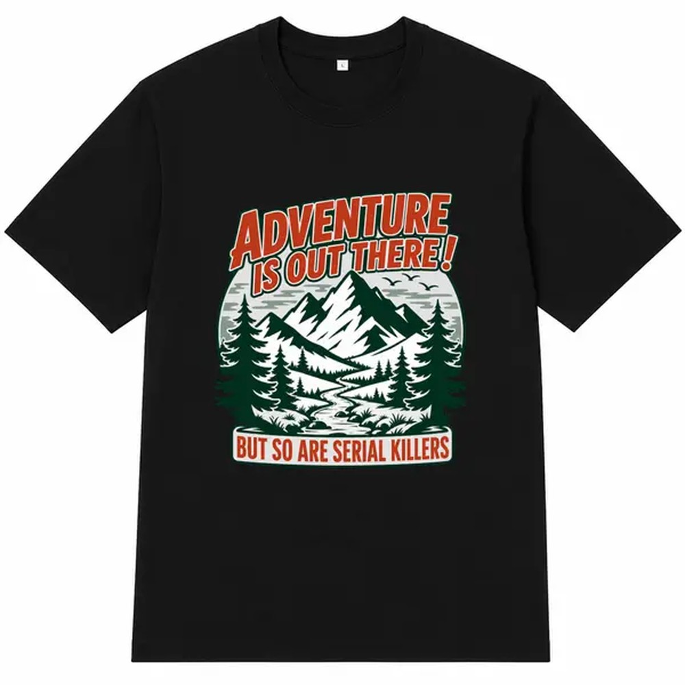 Outdoor Adventure Gifts - Outdoor Adventure Letter Print Schwarzes Shirt,
