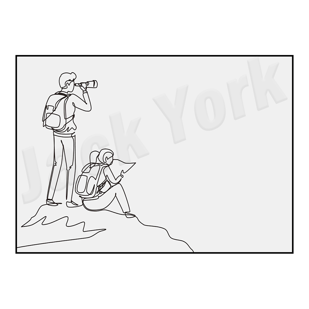 Outdoor Adventure York - Wanderplakat, minimalistische Zeltlinienkunst, Campingdruck, Wander- und