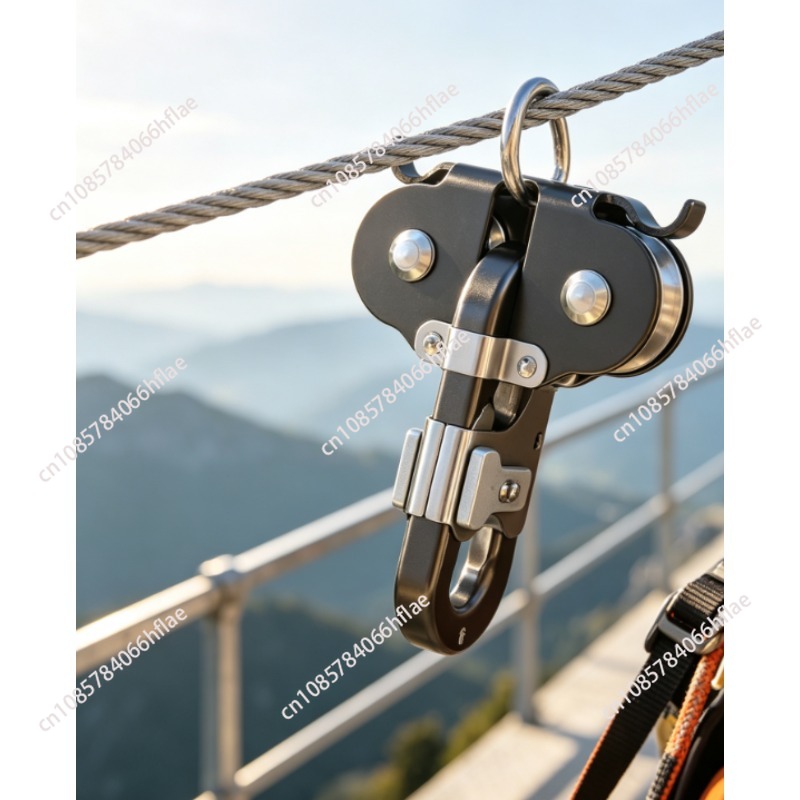 Outdoor Adventure Zipline - Hochbelastbares Doppelrollen-Höhenrutschsystem, Seilbahnwagen für Dschungelabenteuer &