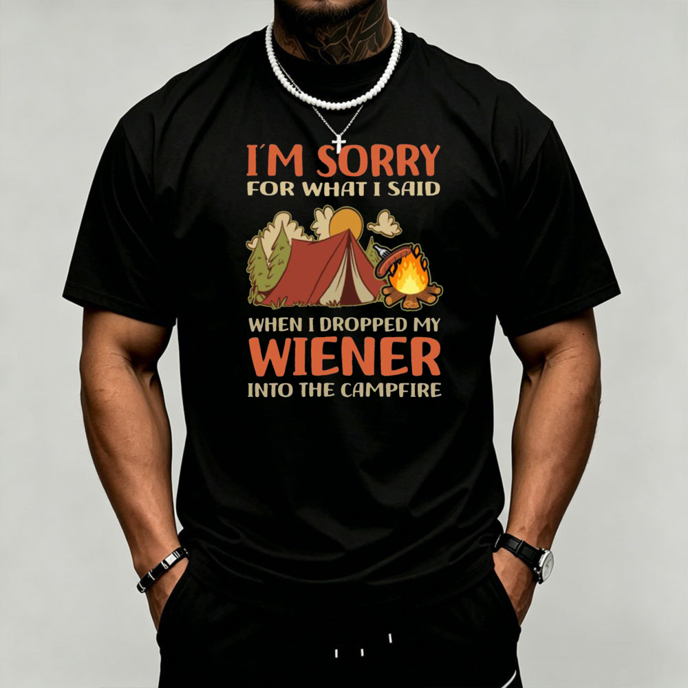 Outdoor Adventure Quotes Short - Camping Wiener Campfire Graphic Herren-T-Shirt mit