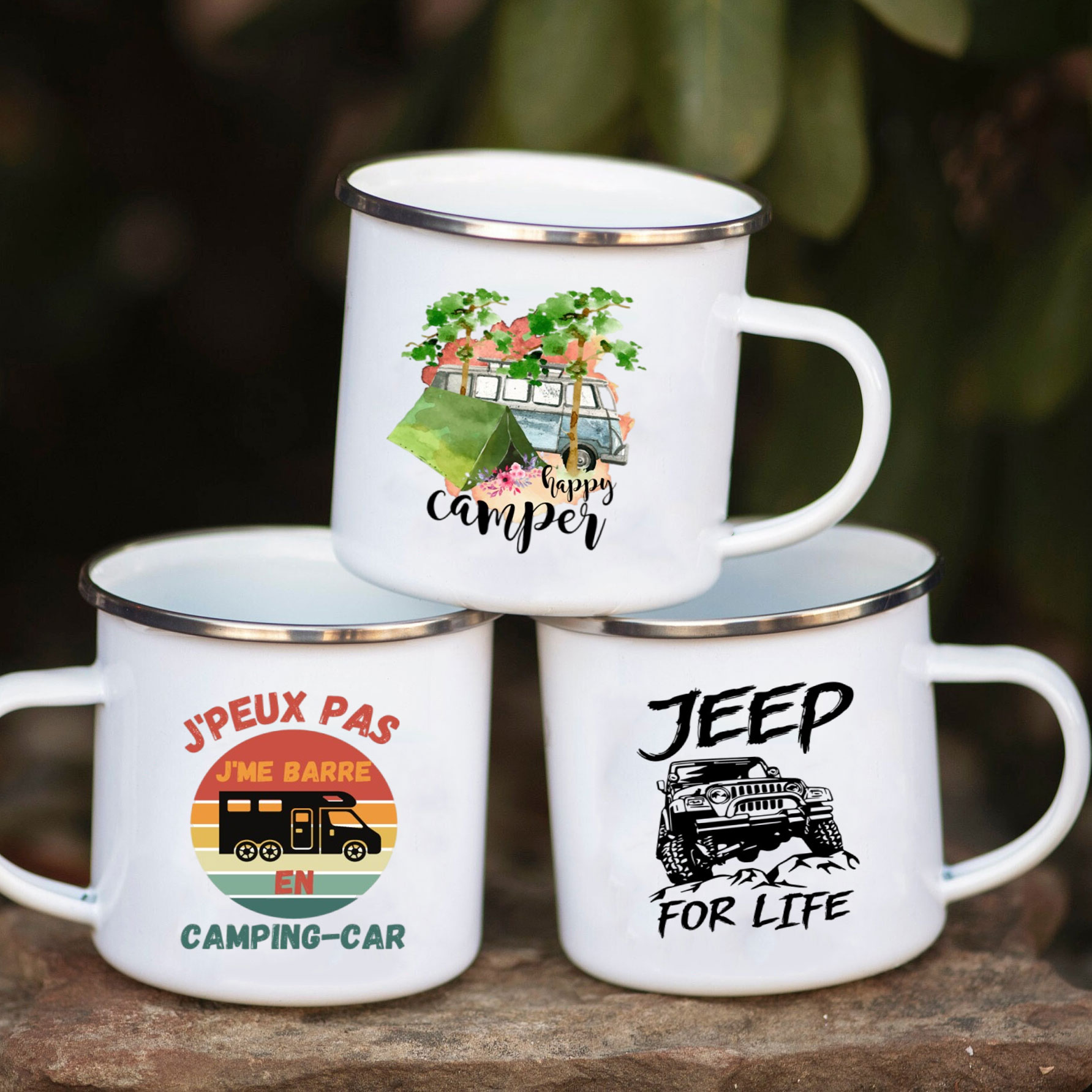 Outdoor Adventure Gifts - Camping-Auto Emaille-Becher 'Abenteuer Zusammen' Geschenkidee für